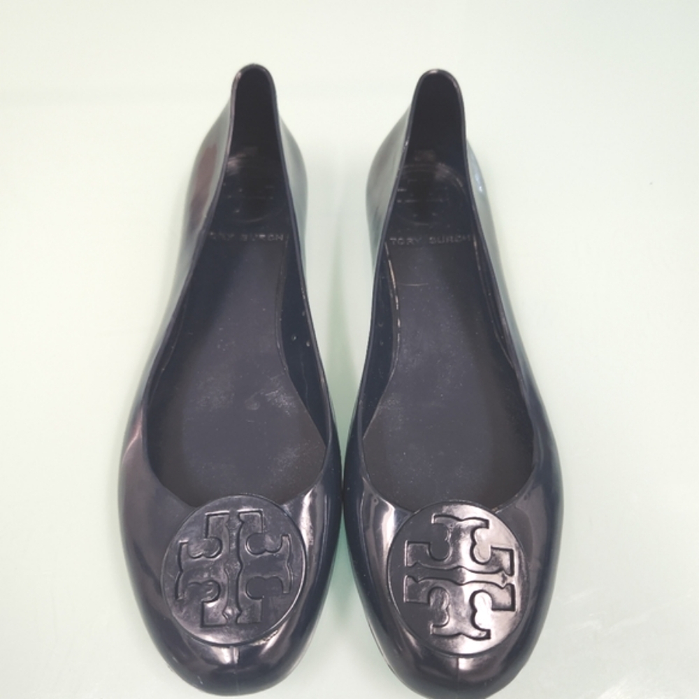 Tory Burch Black Patent Logo Ballet Flats